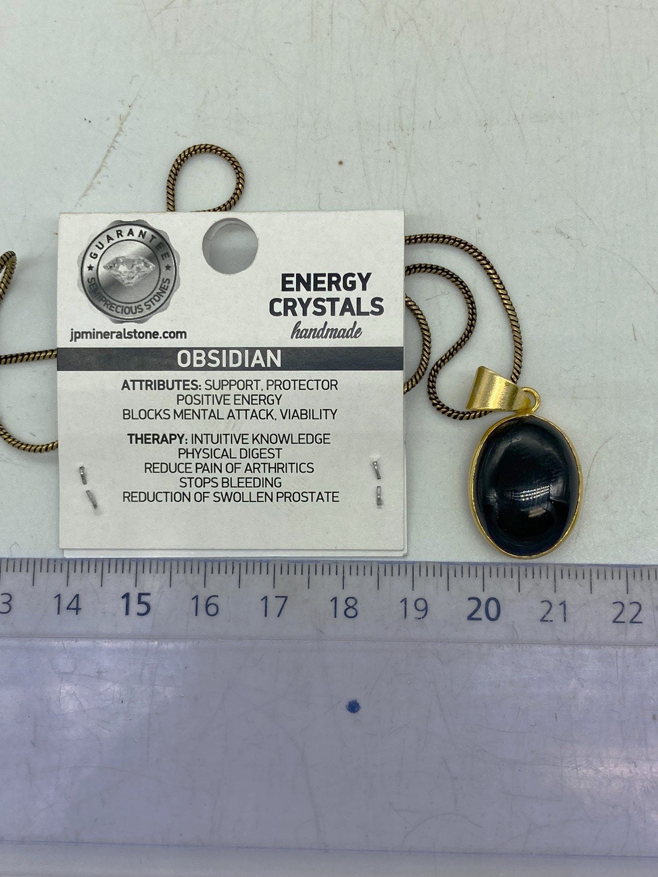 Black Obsidian Brass Pendant Cabochon Cut Healing Crystal