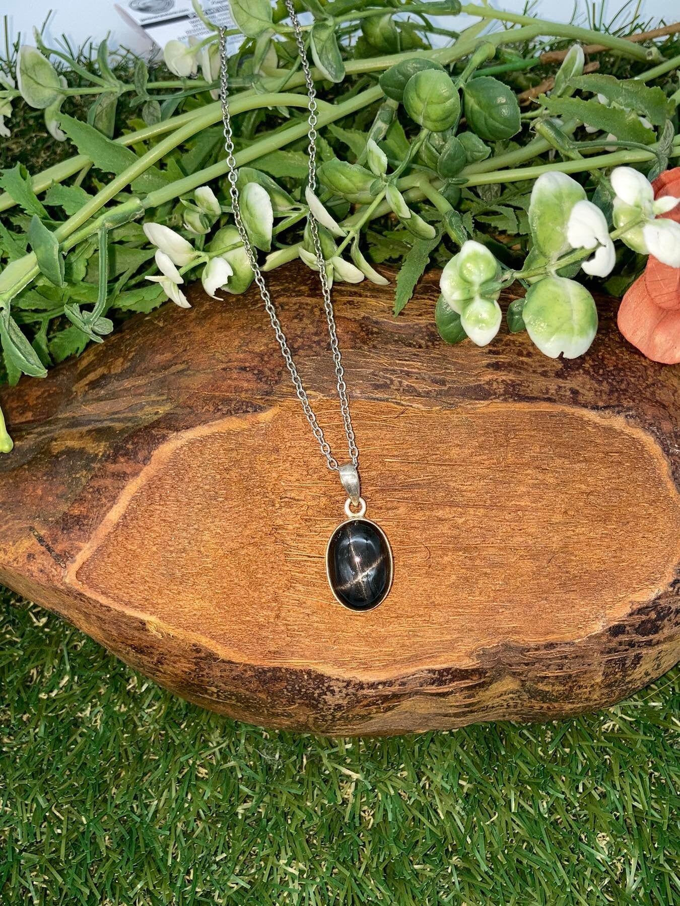 Black Star Ruby Sterling Silver Necklace