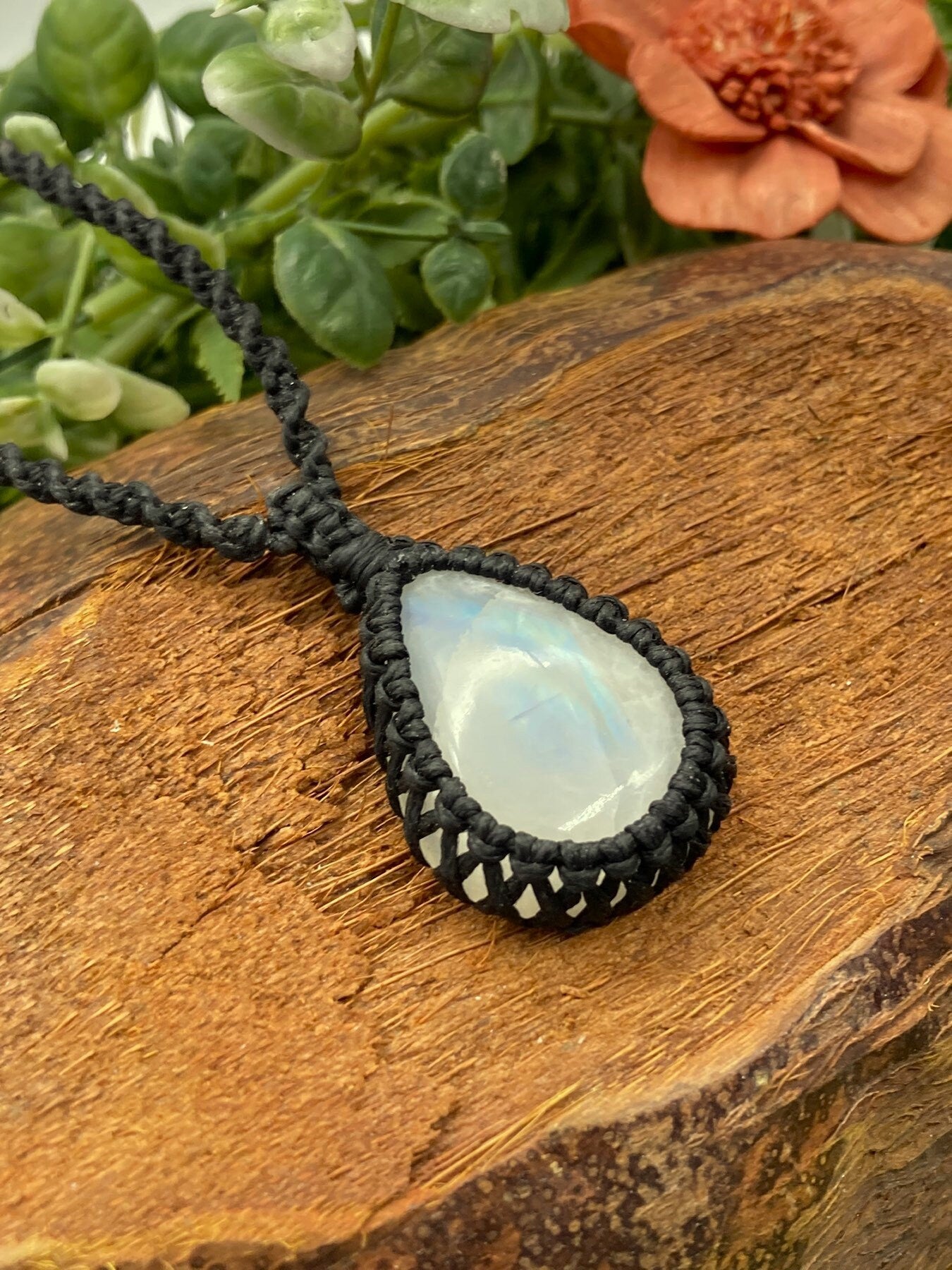 Moonstone Handmade Macrame Cabochon Necklace