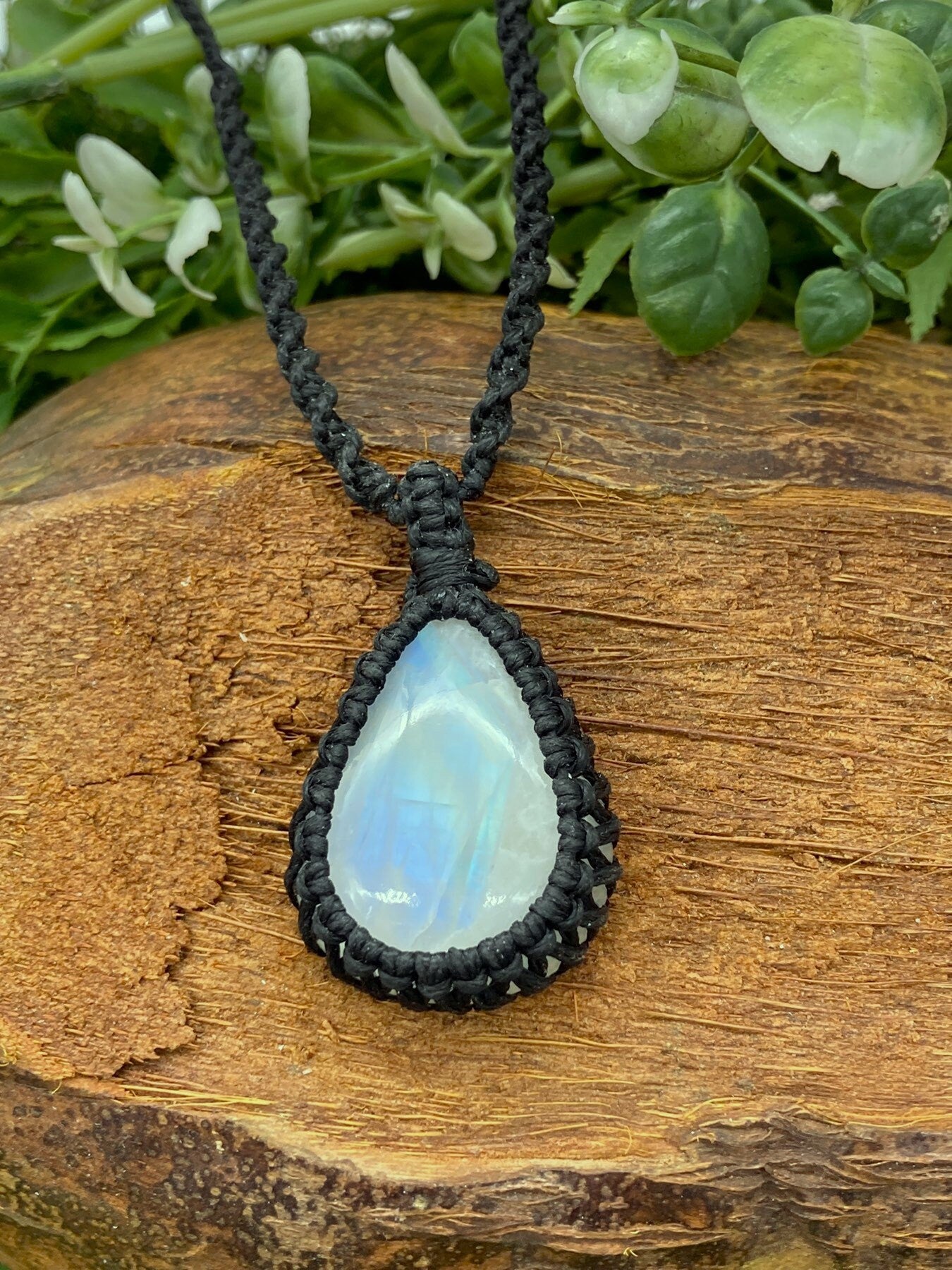 Moonstone Handmade Macrame Cabochon Necklace