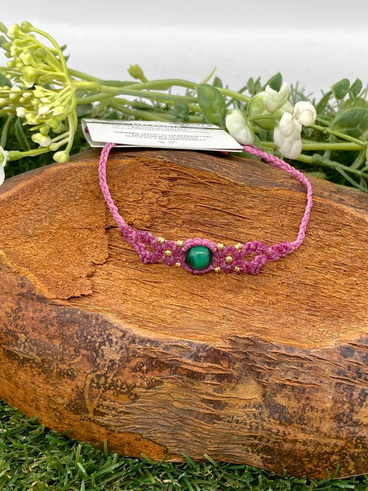 Malachite Macrame Woven Bracelet