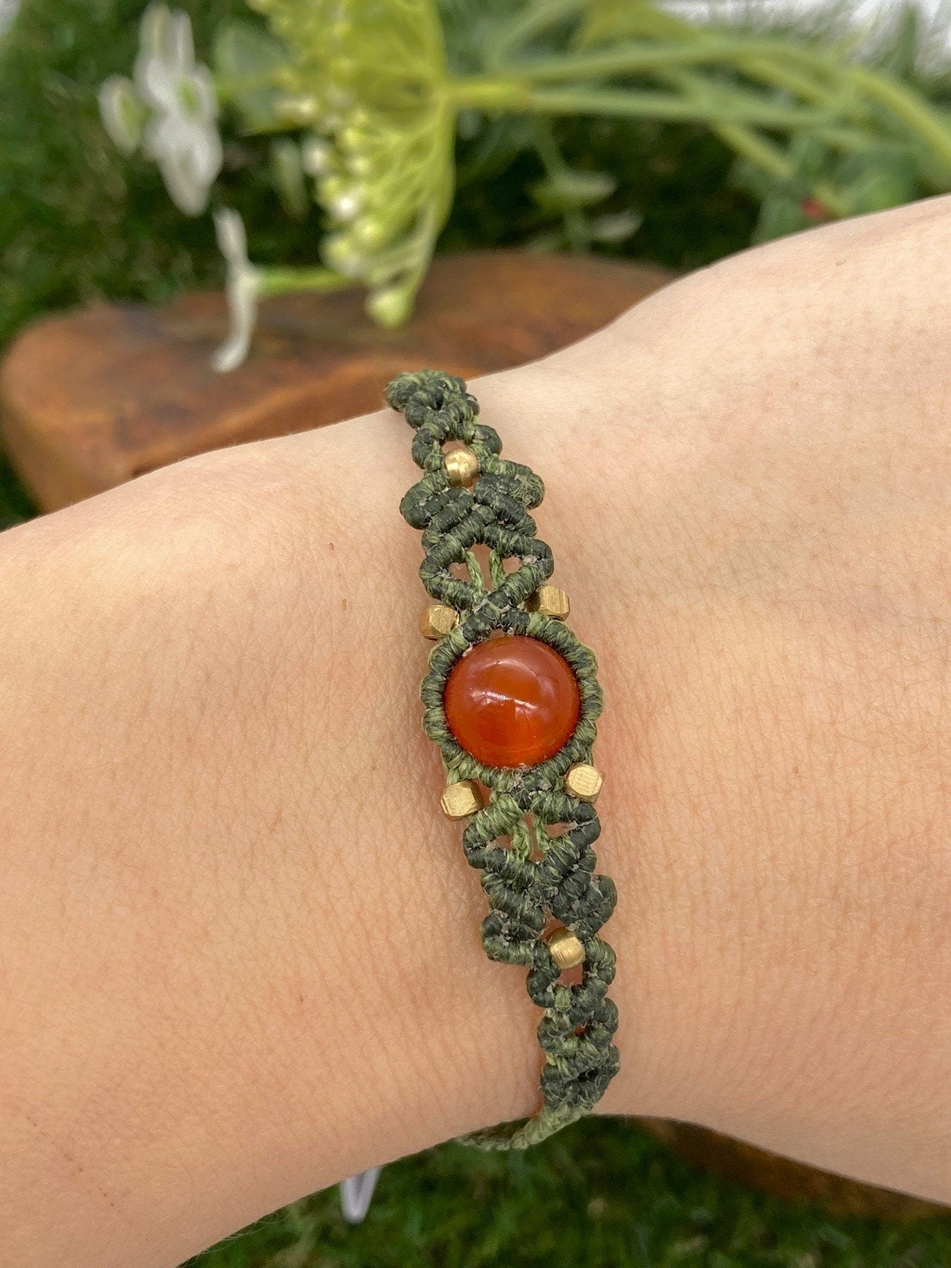 Carnelian Macrame Woven Bracelet
