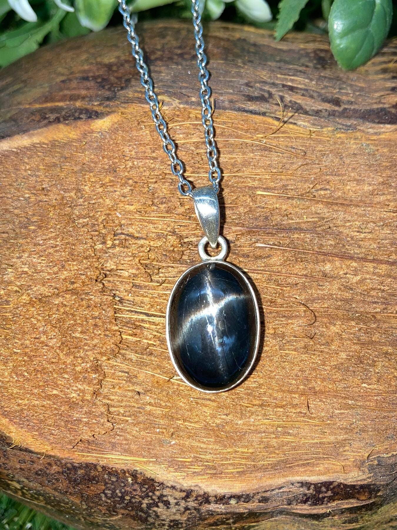 Black Star Ruby Sterling Silver Necklace