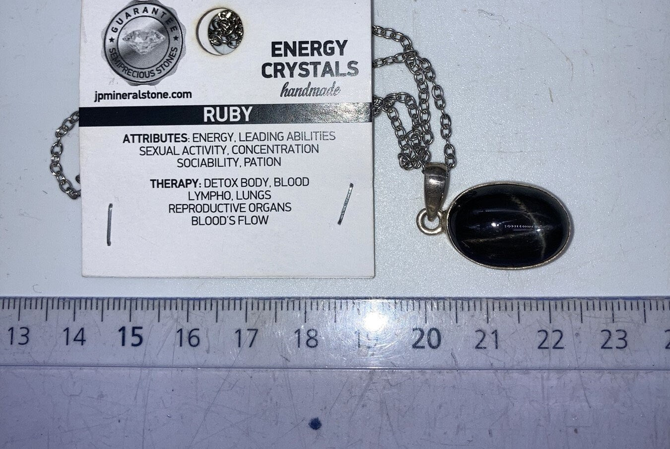 Black Star Ruby Sterling Silver Necklace