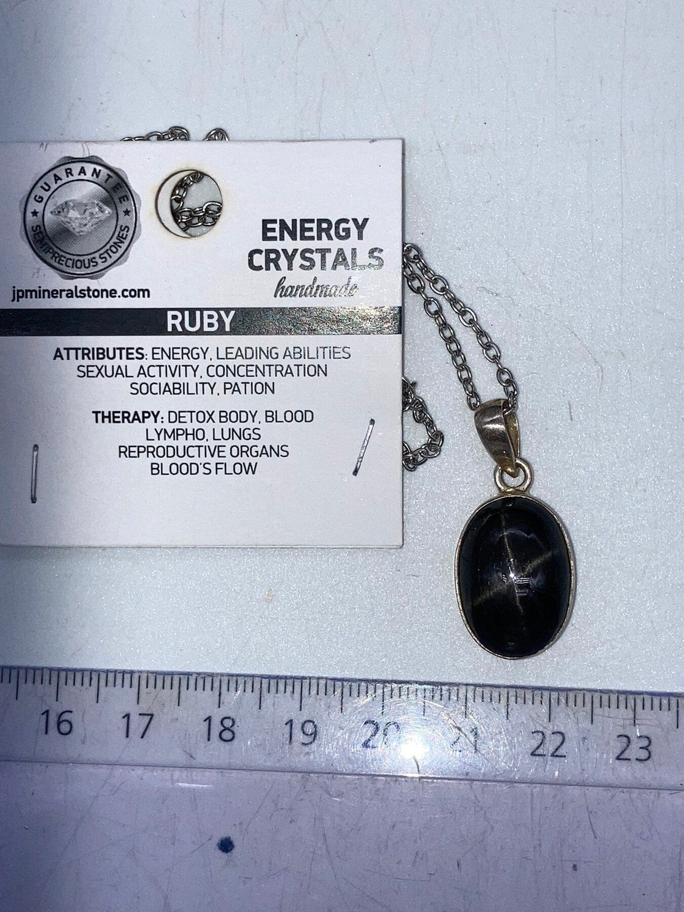 Black Star Ruby Sterling Silver Necklace