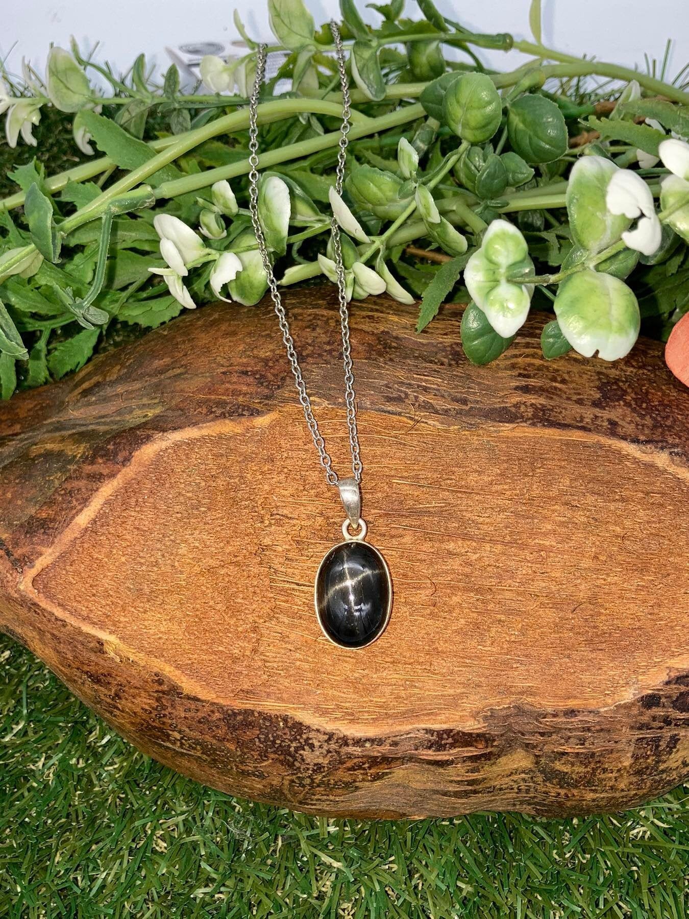 Black Star Ruby Sterling Silver Necklace