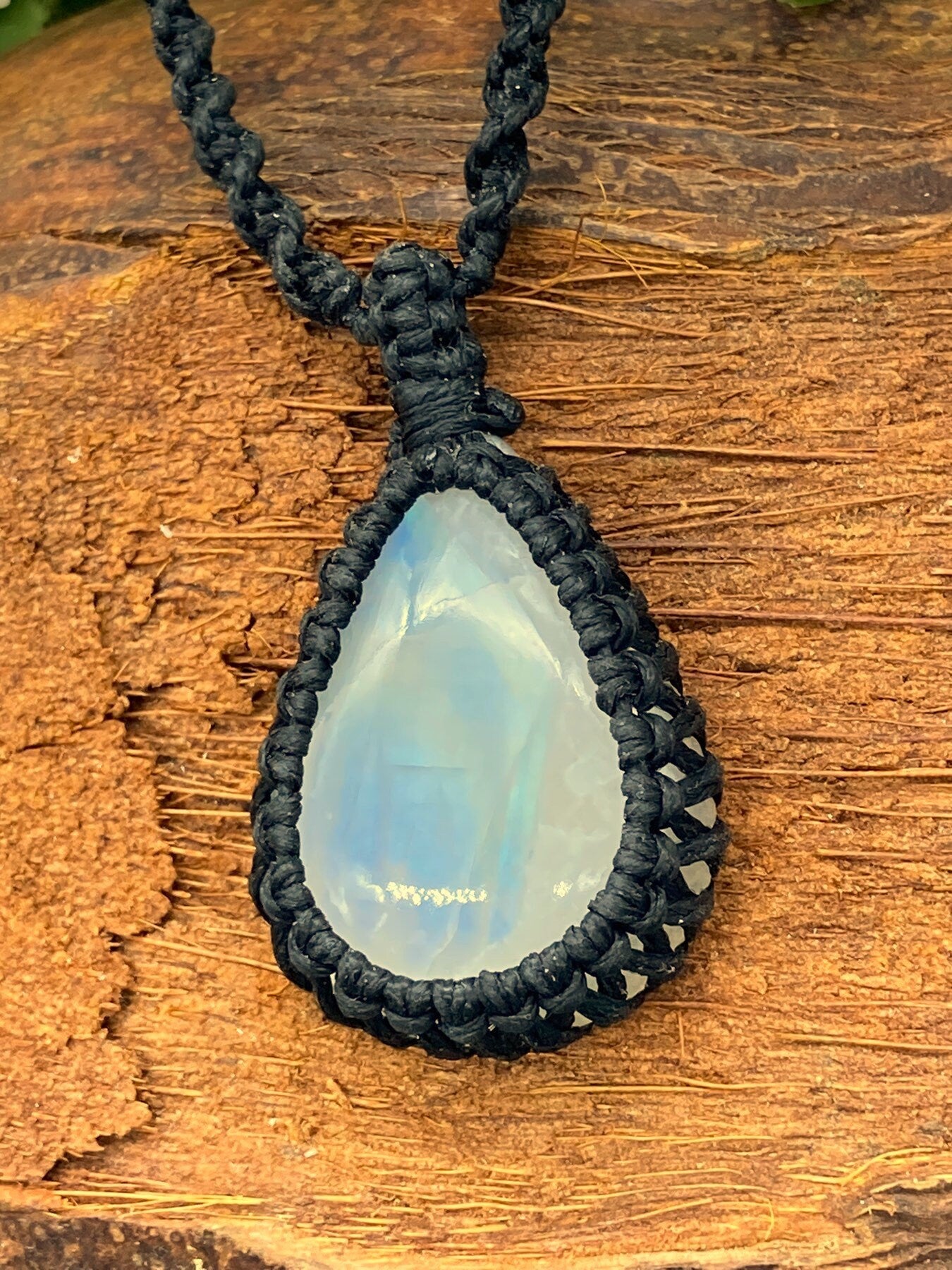 Moonstone Handmade Macrame Cabochon Necklace