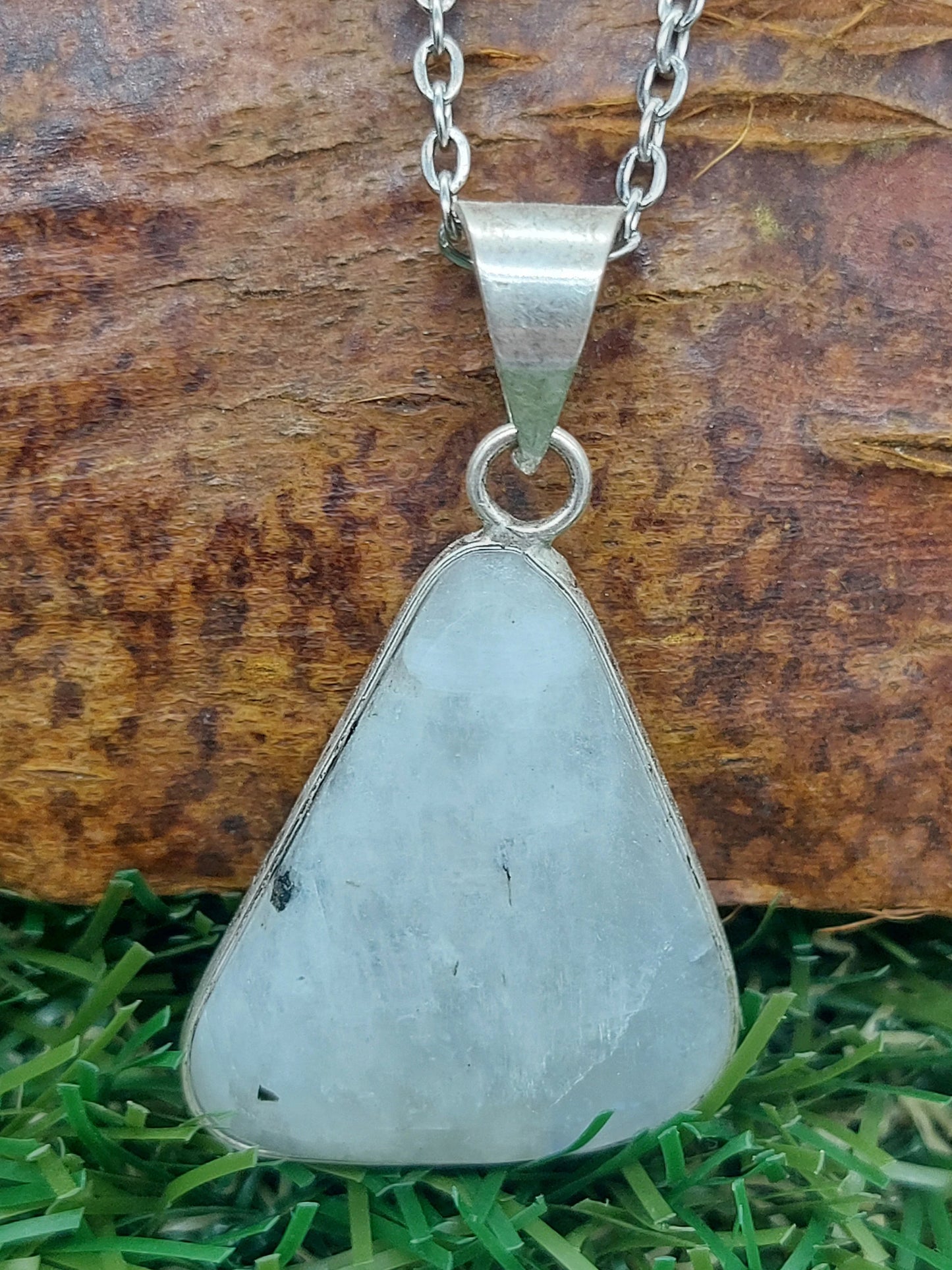 Moonstone Crystal Silver Plated Necklace