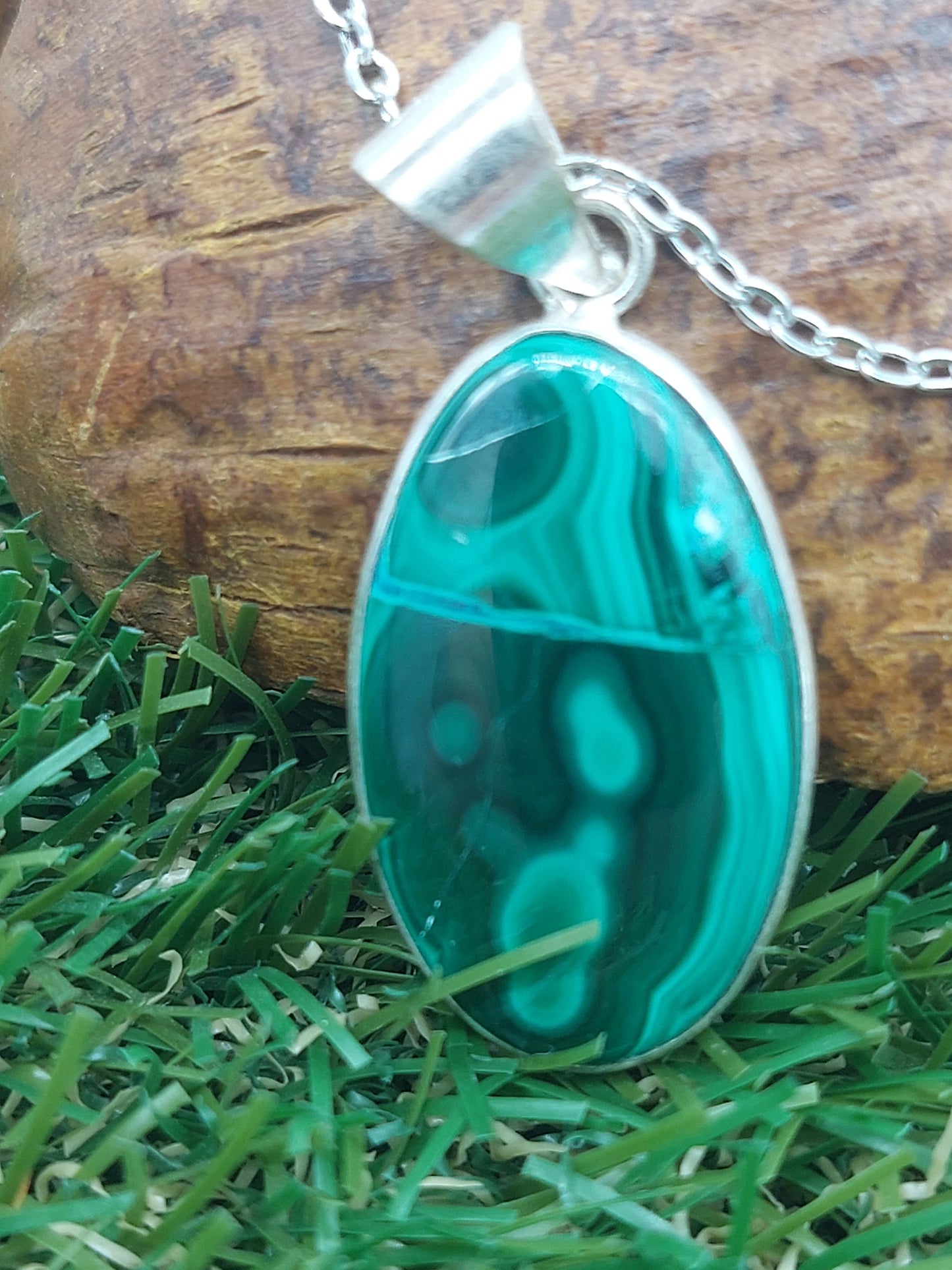 Malachite Silver Plated Necklace
