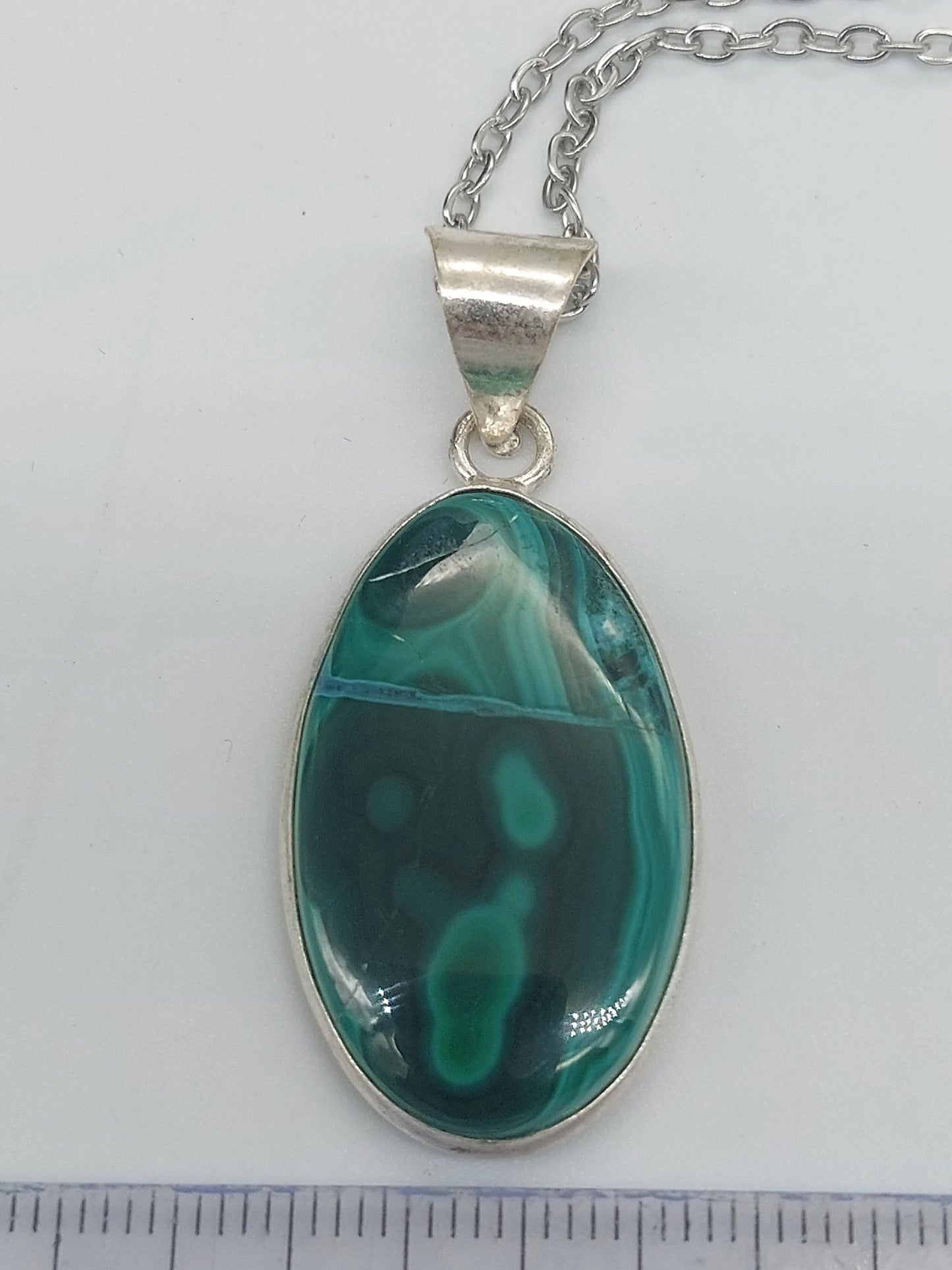 Malachite Silver Plated Necklace