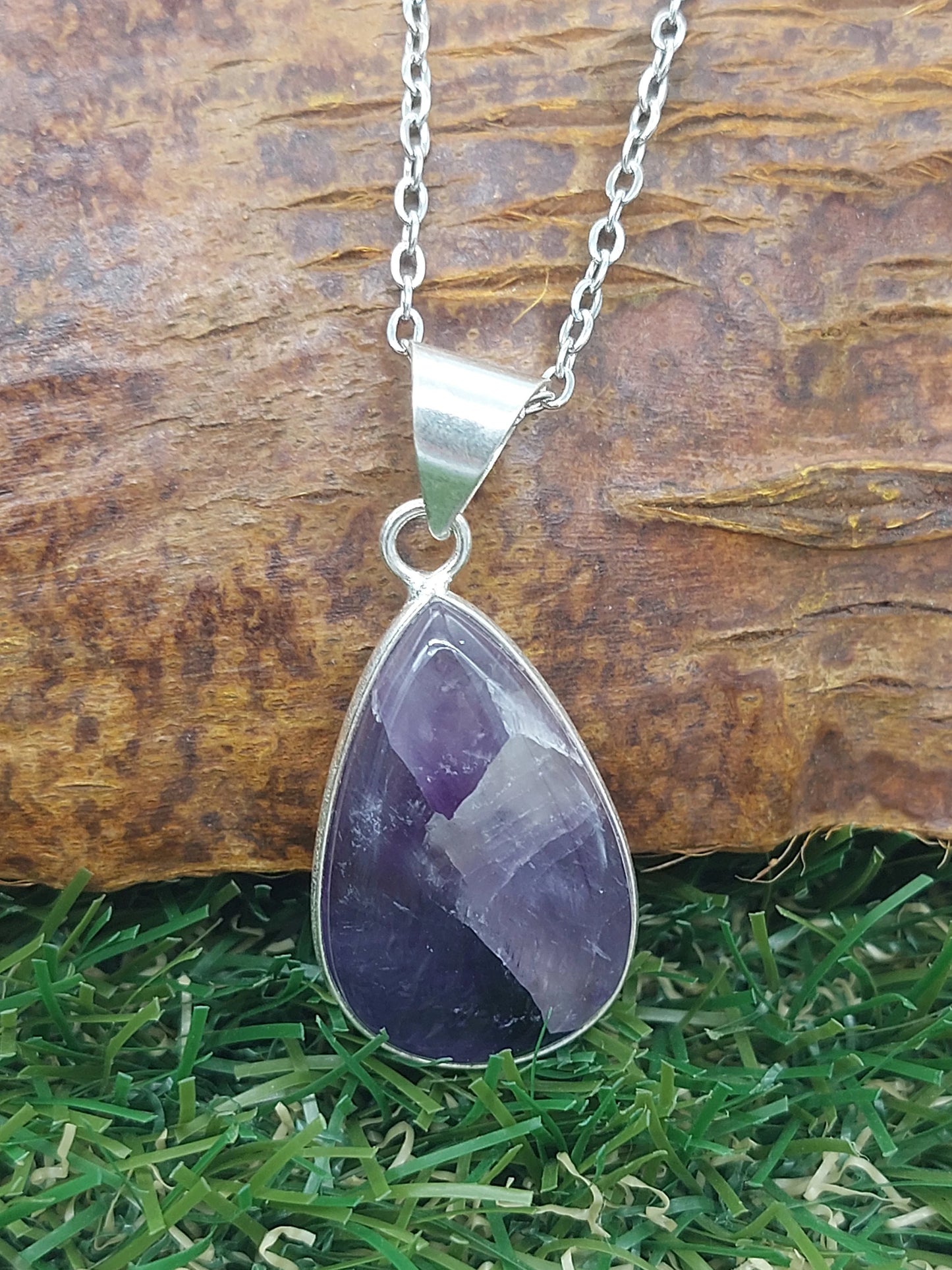 Natural Amethyst Silver Plated Necklace