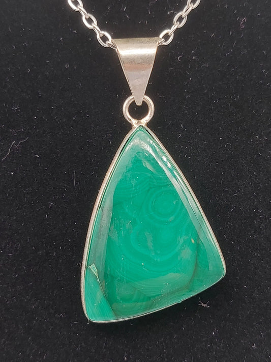 Malachite Crystal Silver Plated Necklace