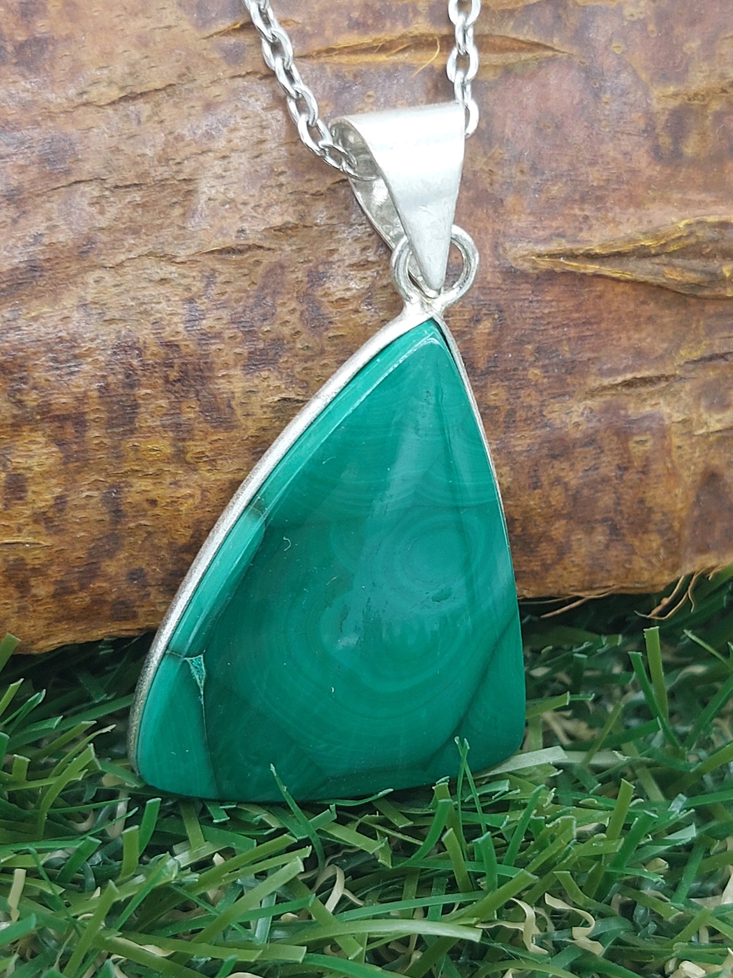 Malachite Crystal Silver Plated Necklace
