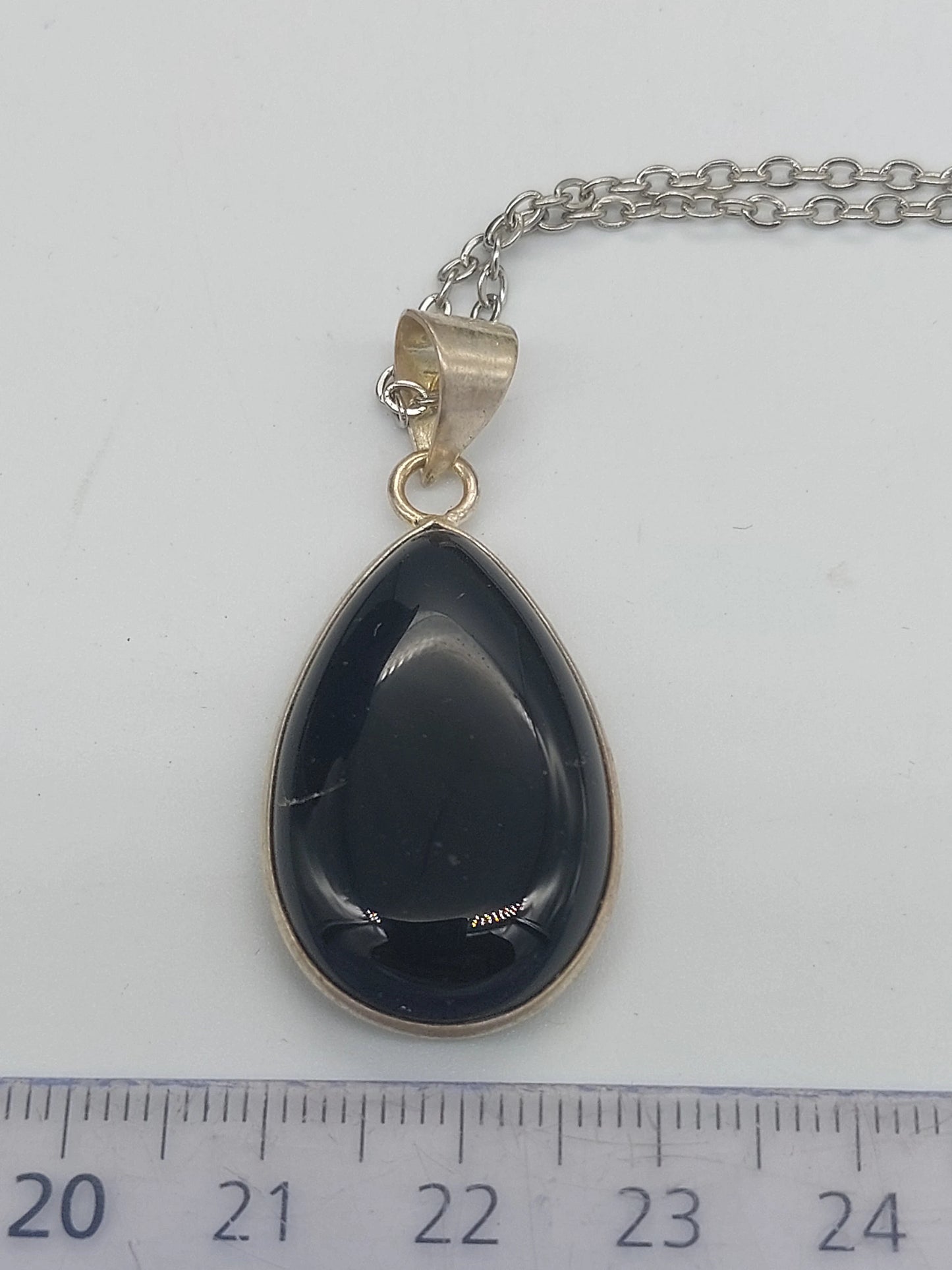 Black Obsidian Silver Plated Pendant Cabochon Cut Healing Crystal