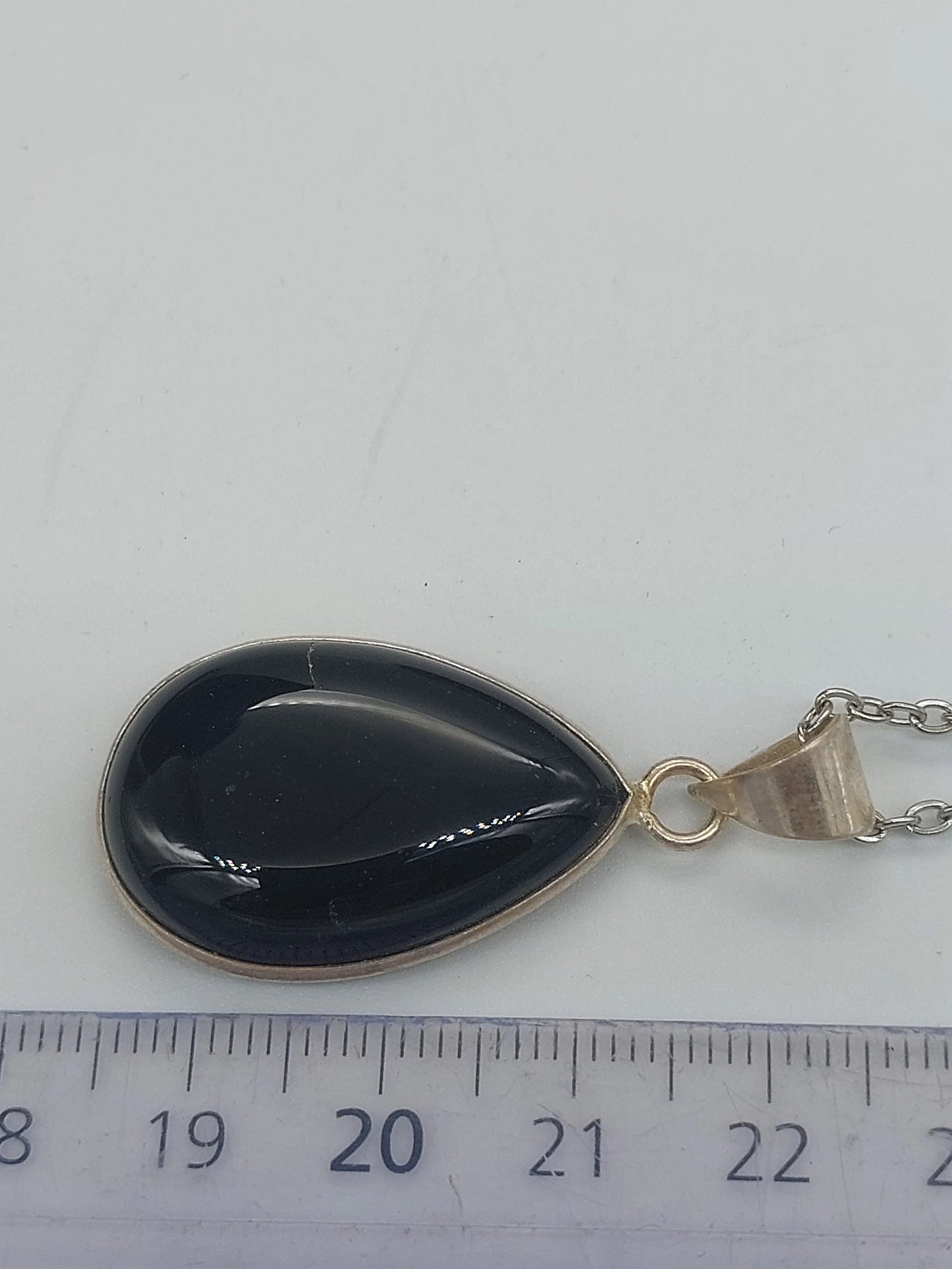 Black Obsidian Silver Plated Pendant Cabochon Cut Healing Crystal