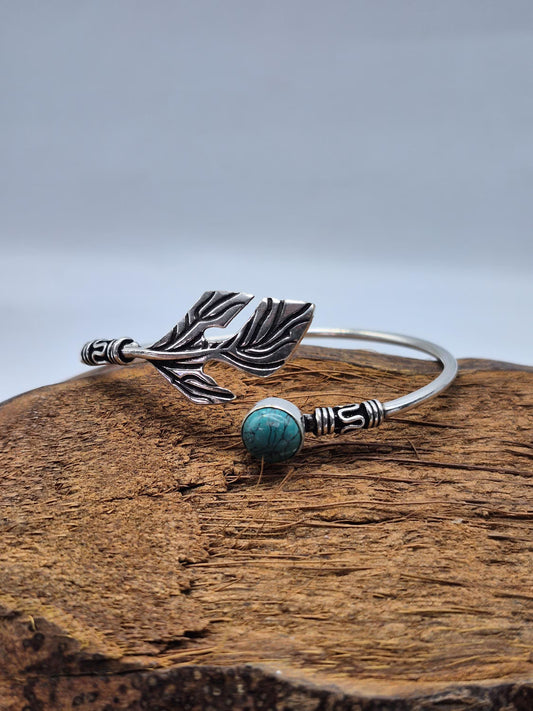 Turquoise Cuff Bracelet, Silver-Plated Crystal Jewelry, Adjustable Women’s Gemstone Cuff