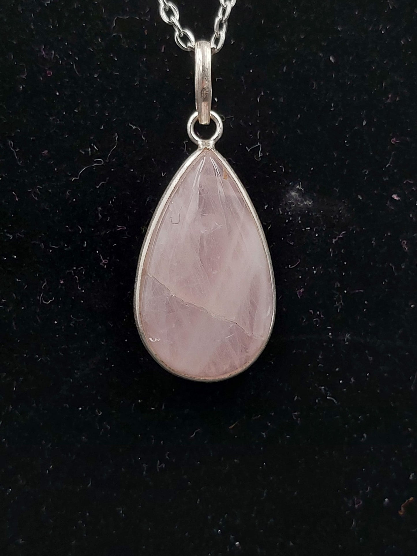 Luxury Pink Quartz Sterling Silver 925 Pendant Cabochon Cut Healing Crystal Accessories Zodiac Mineral Stone